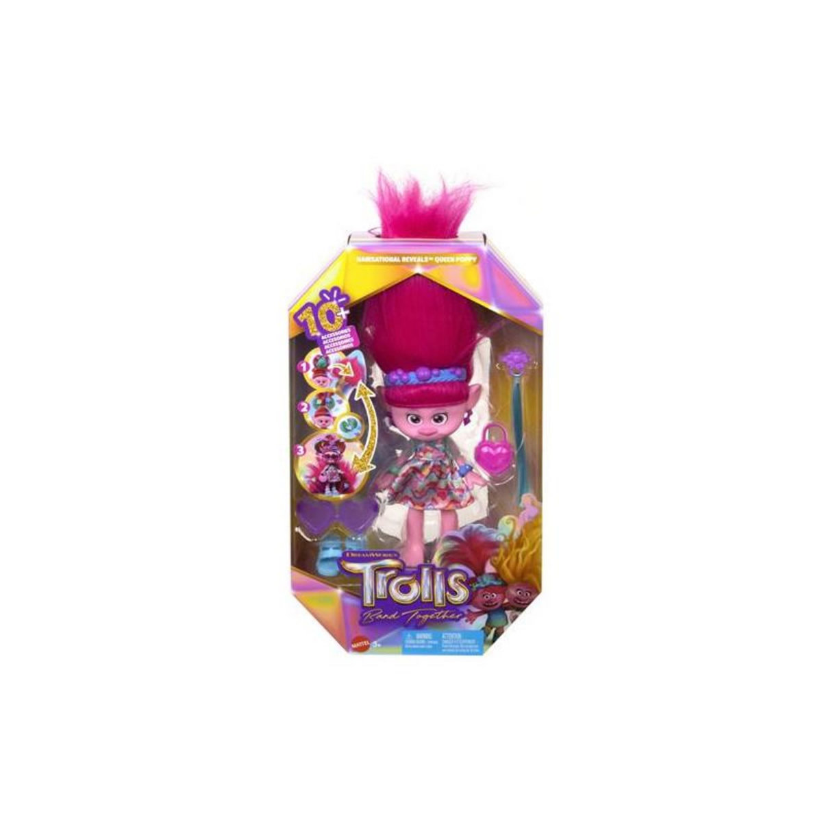 MATTEL Poupée Mattel Poppy Surprises 2 en 1