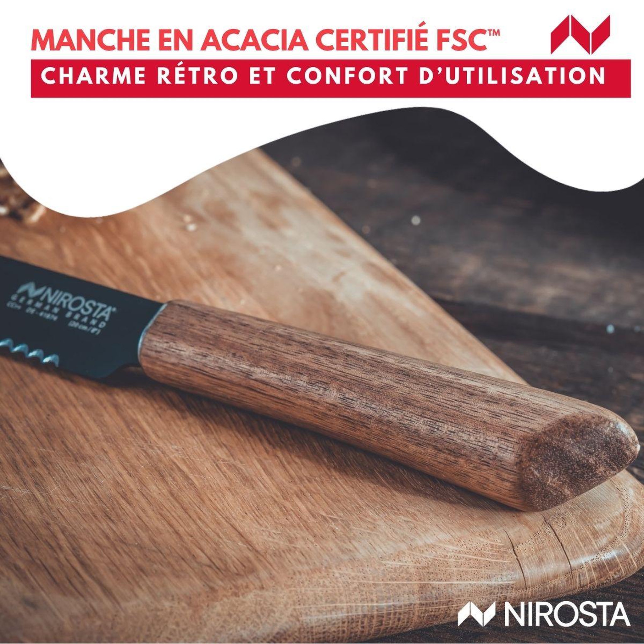 Voir la diapositive 6 : NIROSTA Couteau à pain 33,5 cm Nirosta Flow