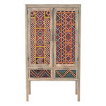 Rendez vous déco Armoire 2 portes 2 tiroirs en manguier et cannage coloré-Massaï