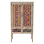 Voir la diapositive 1 : Rendez vous déco Armoire 2 portes 2 tiroirs en manguier et cannage coloré-Massaï
