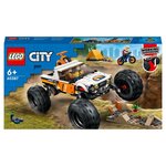 LEGO City 60387 Les aventures du 4x4 tout terrain, Set de Camping, Jouet Monster Truck avec Suspension et VTT, Jeu de Voiture 