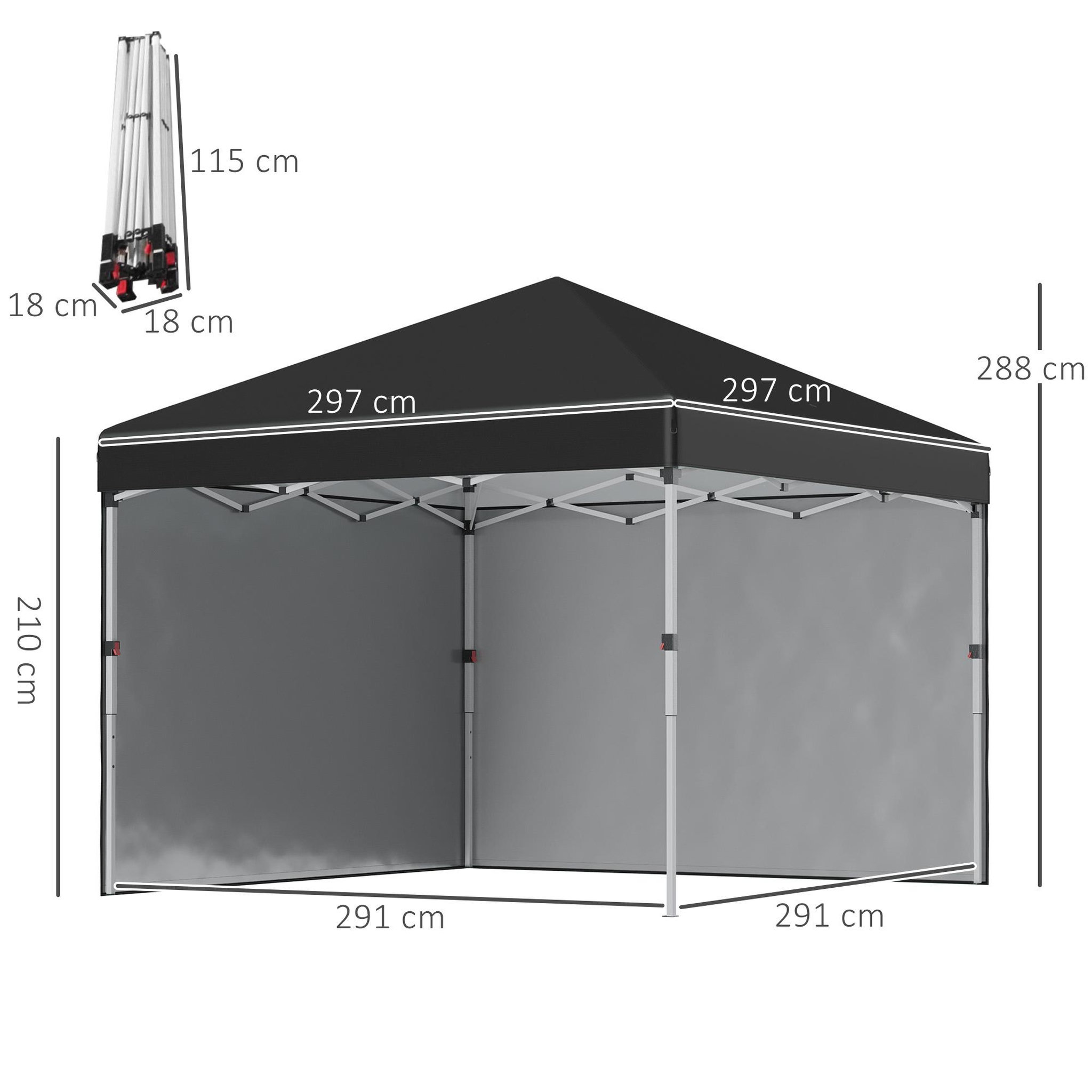 Voir la diapositive 3 : OUTSUNNY Tonnelle barnum pop-up UV 30+ lestage sac transport inclus noir