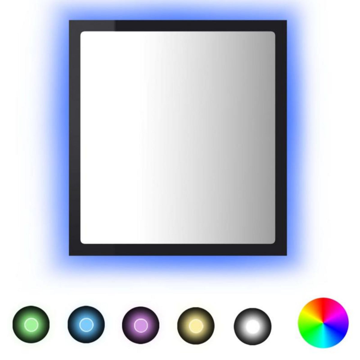 VIDAXL Miroir LED de salle de bain Noir brillant 40x8,5x37cm Acrylique