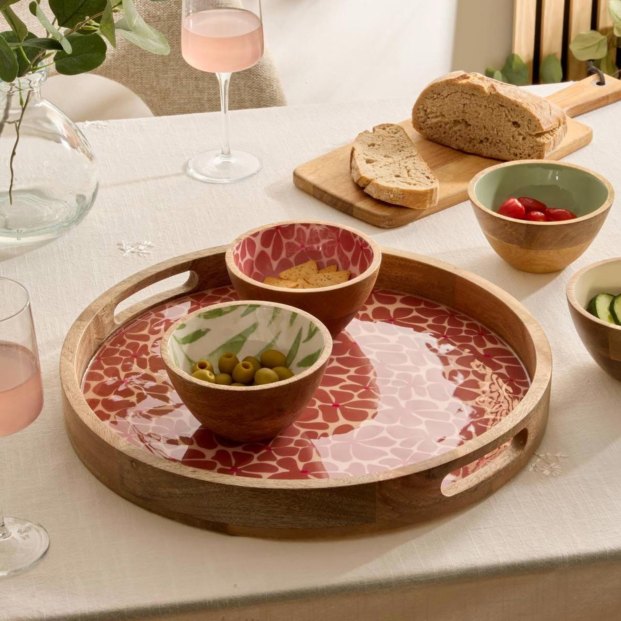 Voir la diapositive 2 : SECRET DE GOURMET Plateau de service en bois  inaya  38cm terracotta