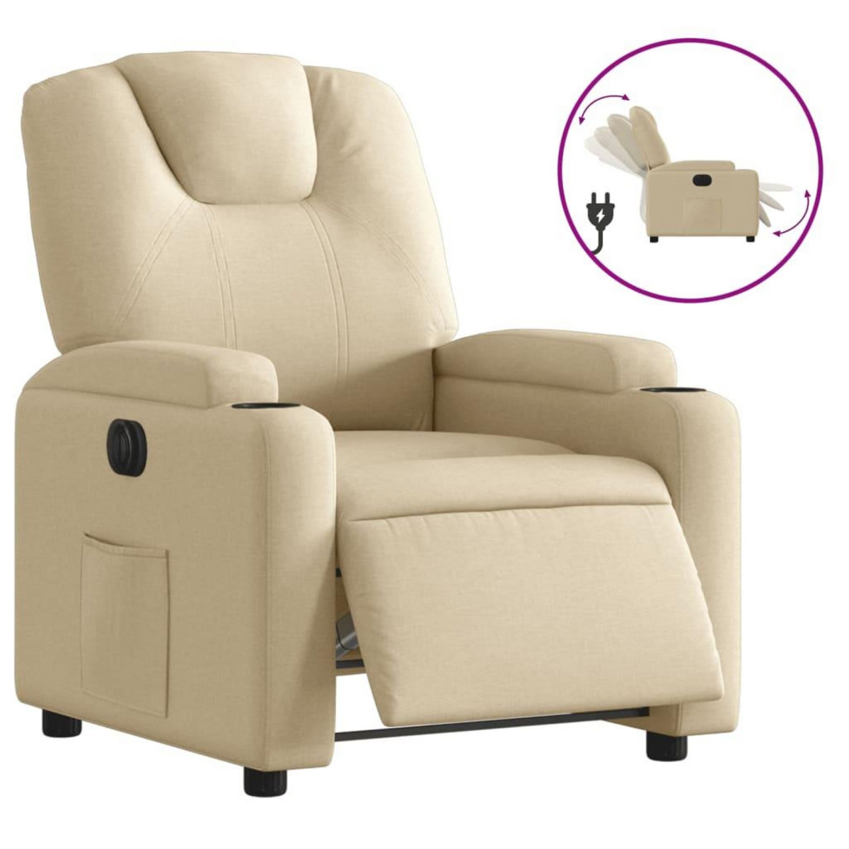 VIDAXL Fauteuil inclinable electrique Creme Tissu