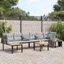 Voir la diapositive 1 : VIDAXL Salon de jardin avec coussins 5 pcs noir acier enduit de poudre