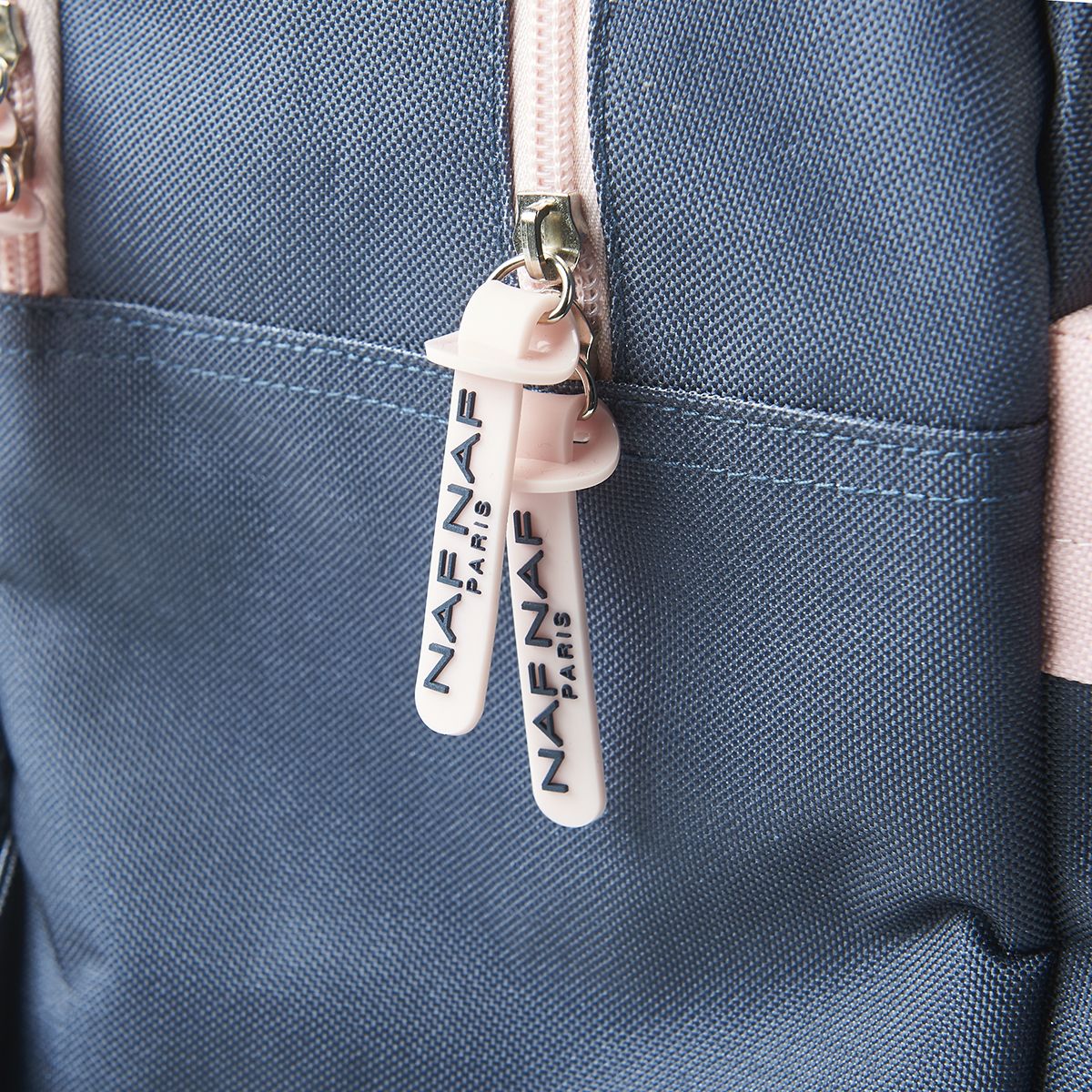 Naf Naf Sac à dos 2 compartiments bleu motif fleurs 