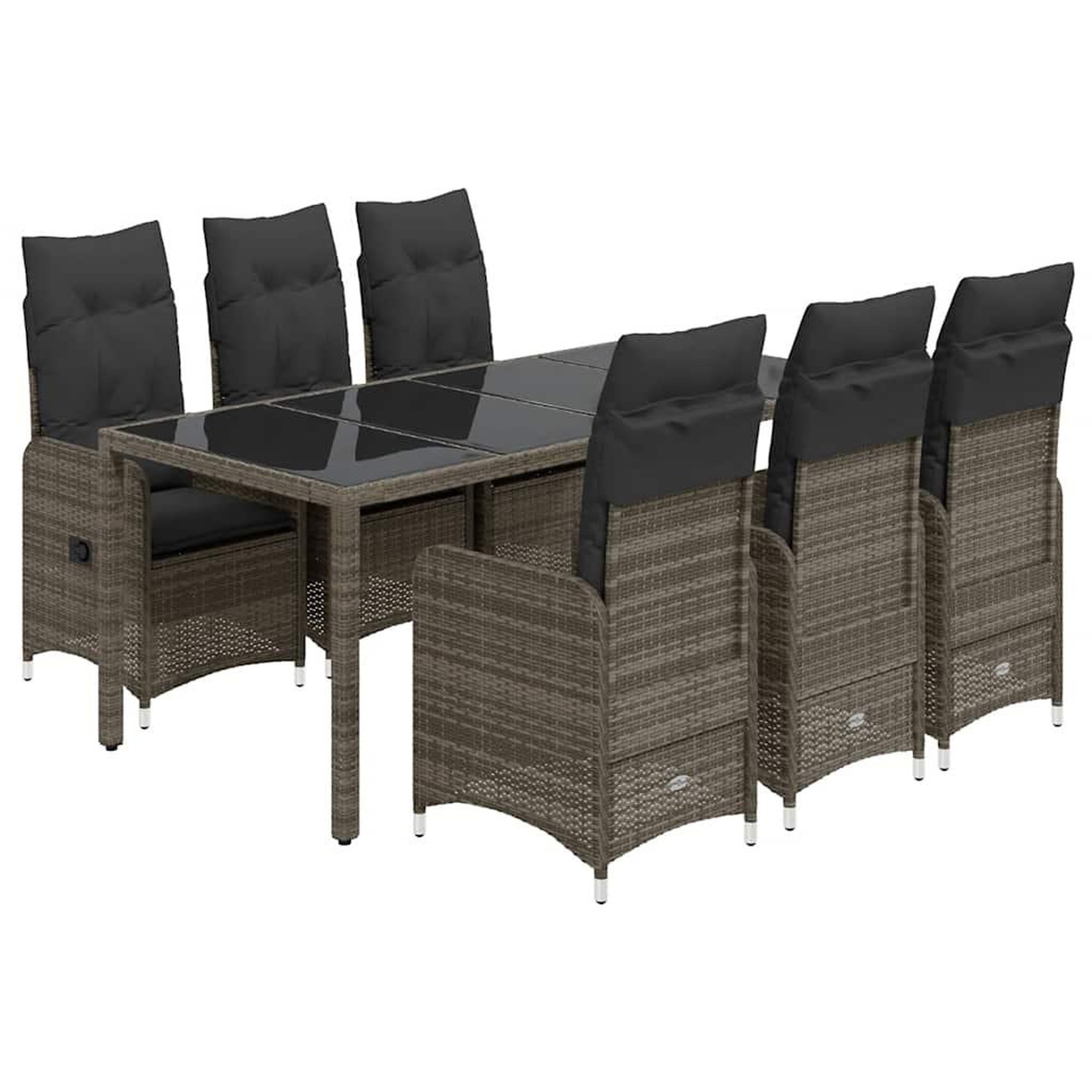 Voir la diapositive 2 : VIDAXL Ensemble de bistro de jardin 7 pcs coussins gris poly rotin