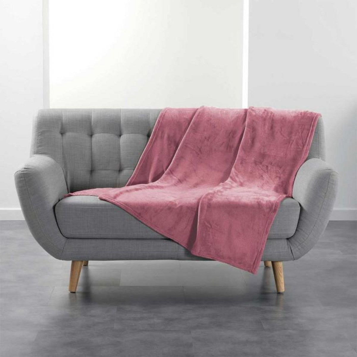 Paris Prix Plaid Uni en Flanelle  Flanou  125x150cm Rose