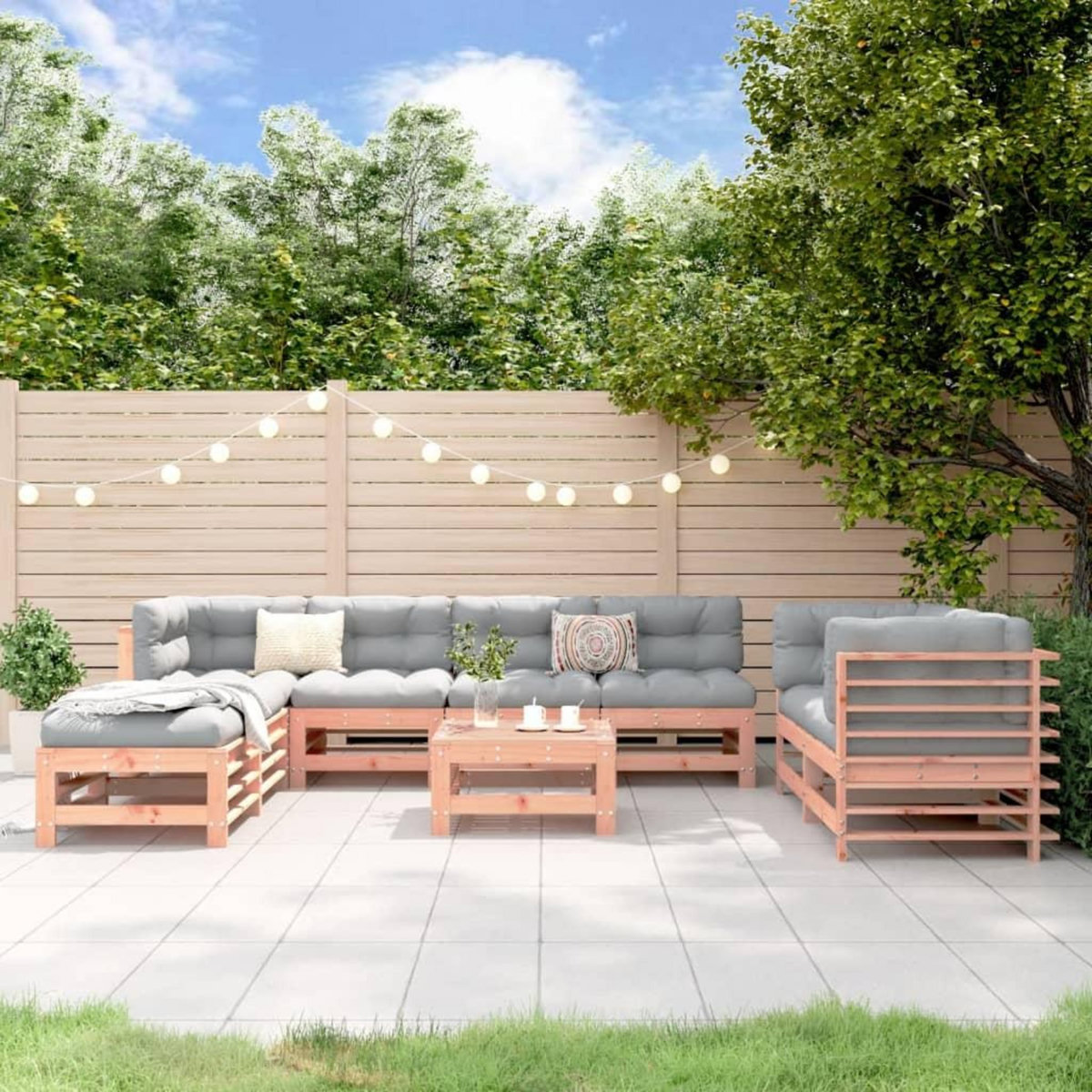 VIDAXL Salon de jardin 9 pcs bois massif douglas