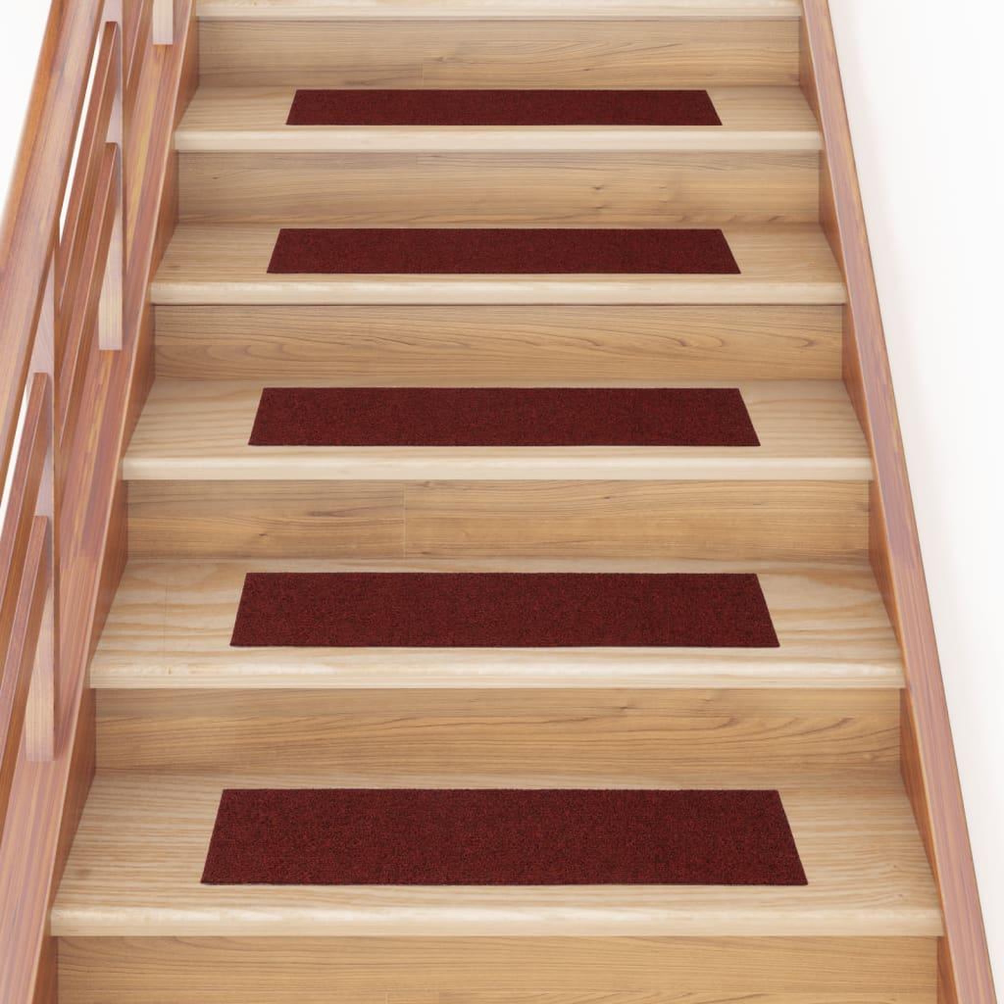 Voir la diapositive 1 : VIDAXL Tapis d'escalier autocollants Rectangulaire 15pcs 76x20cm Rouge