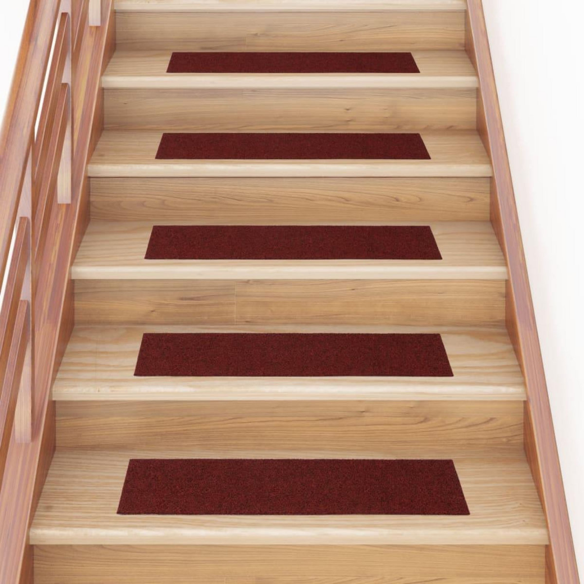VIDAXL Tapis d'escalier autocollants Rectangulaire 15pcs 76x20cm Rouge