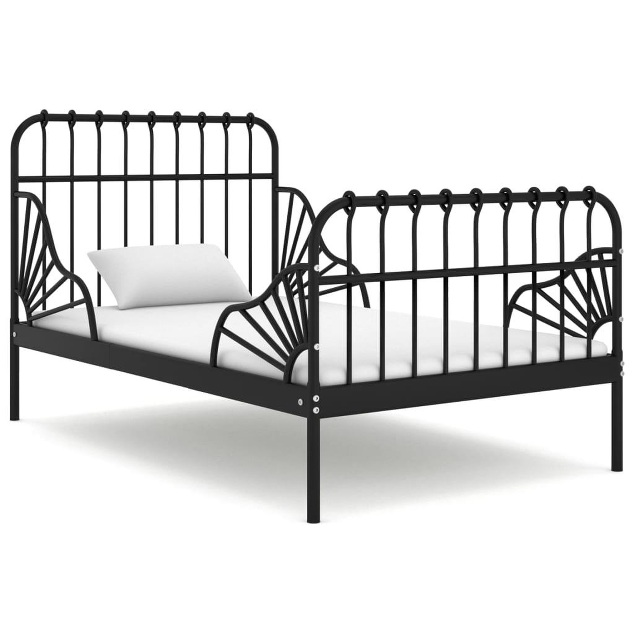 Voir la diapositive 1 : VIDAXL Cadre de lit extensible Noir Metal 80x130/200 cm
