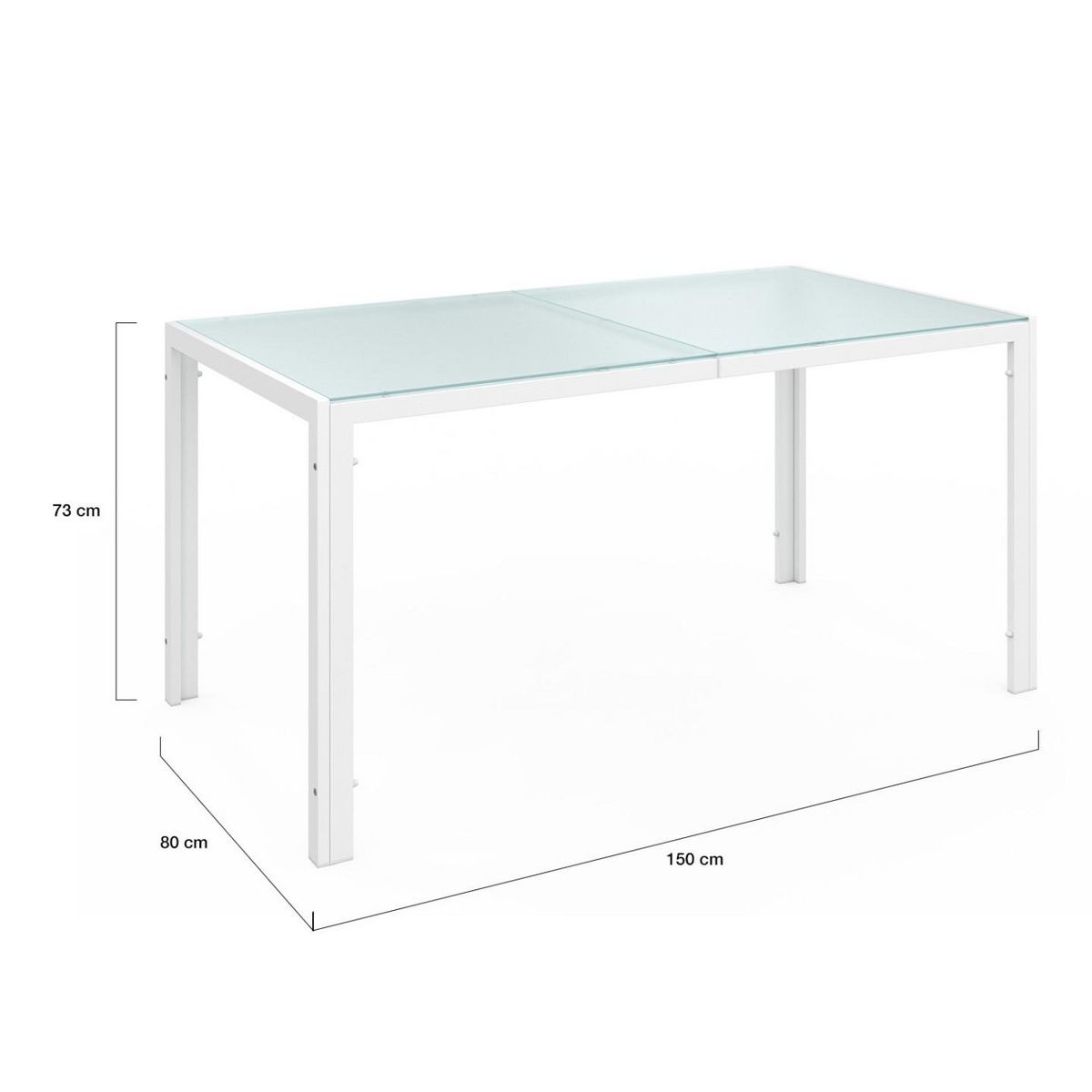 ID MARKET Salon de jardin MADRID table 150 CM et 6 chaises empilables blanc et beige