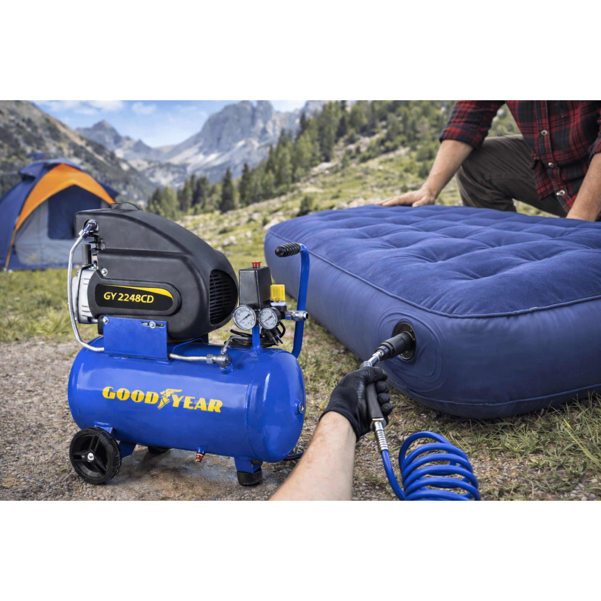 Voir la diapositive 2 : GOODYEAR Compresseur d'air silencieux 24 litres 8 bar 2cv 1.5kw 115 psi goodyear