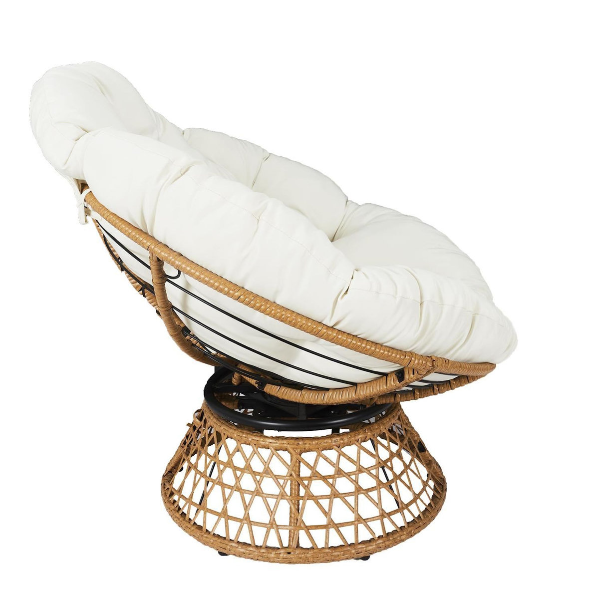 The Home Deco Factory Fauteuil papasan avec assise pivotante CANCUN - Beige