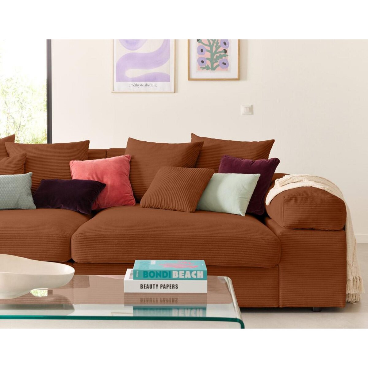 LISA DESIGN Aspen - canapé 4 places - assise profonde - velours côtelé