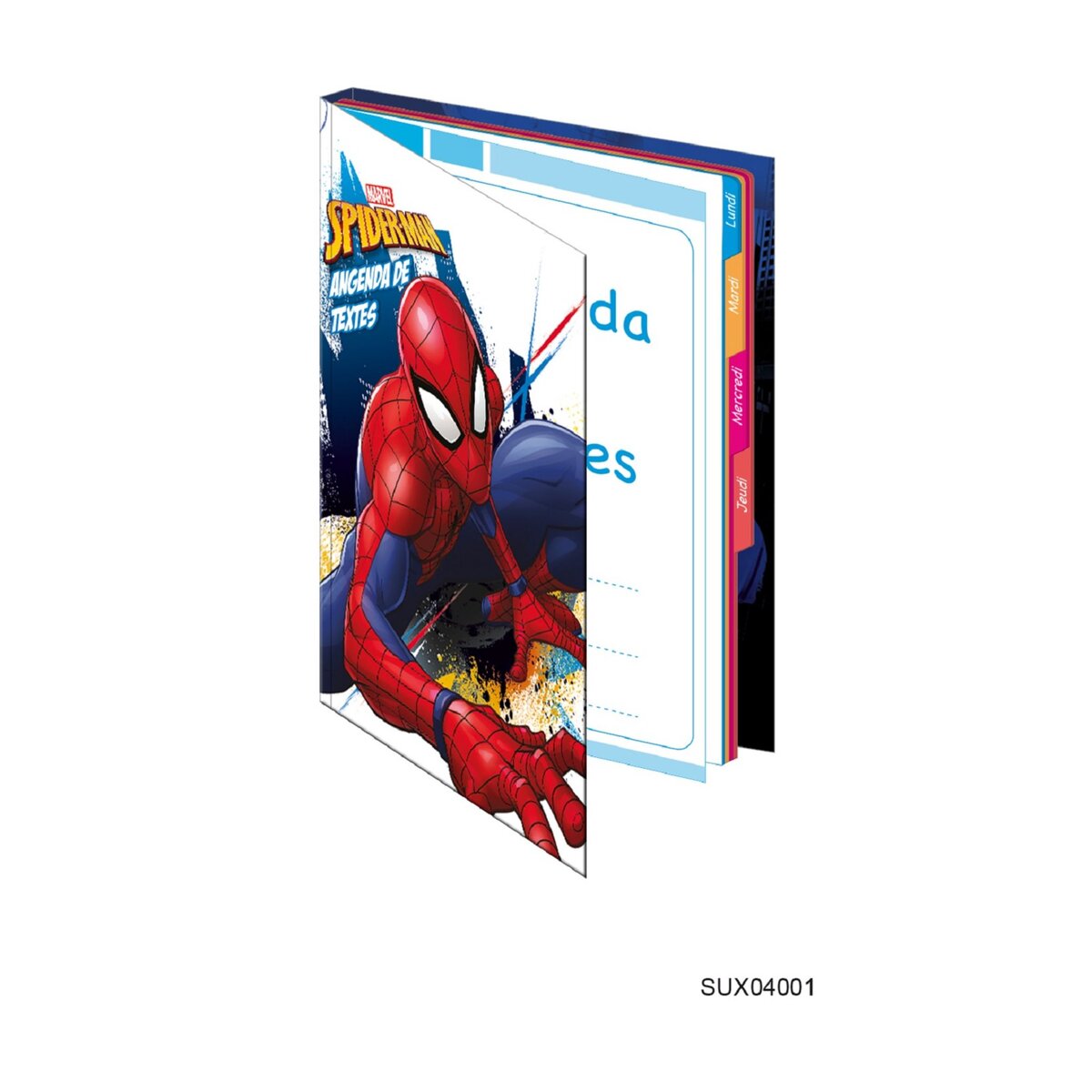 Cahier de texte garçon 12x17cm 172 pages - couverture rigide - bleu Spiderman