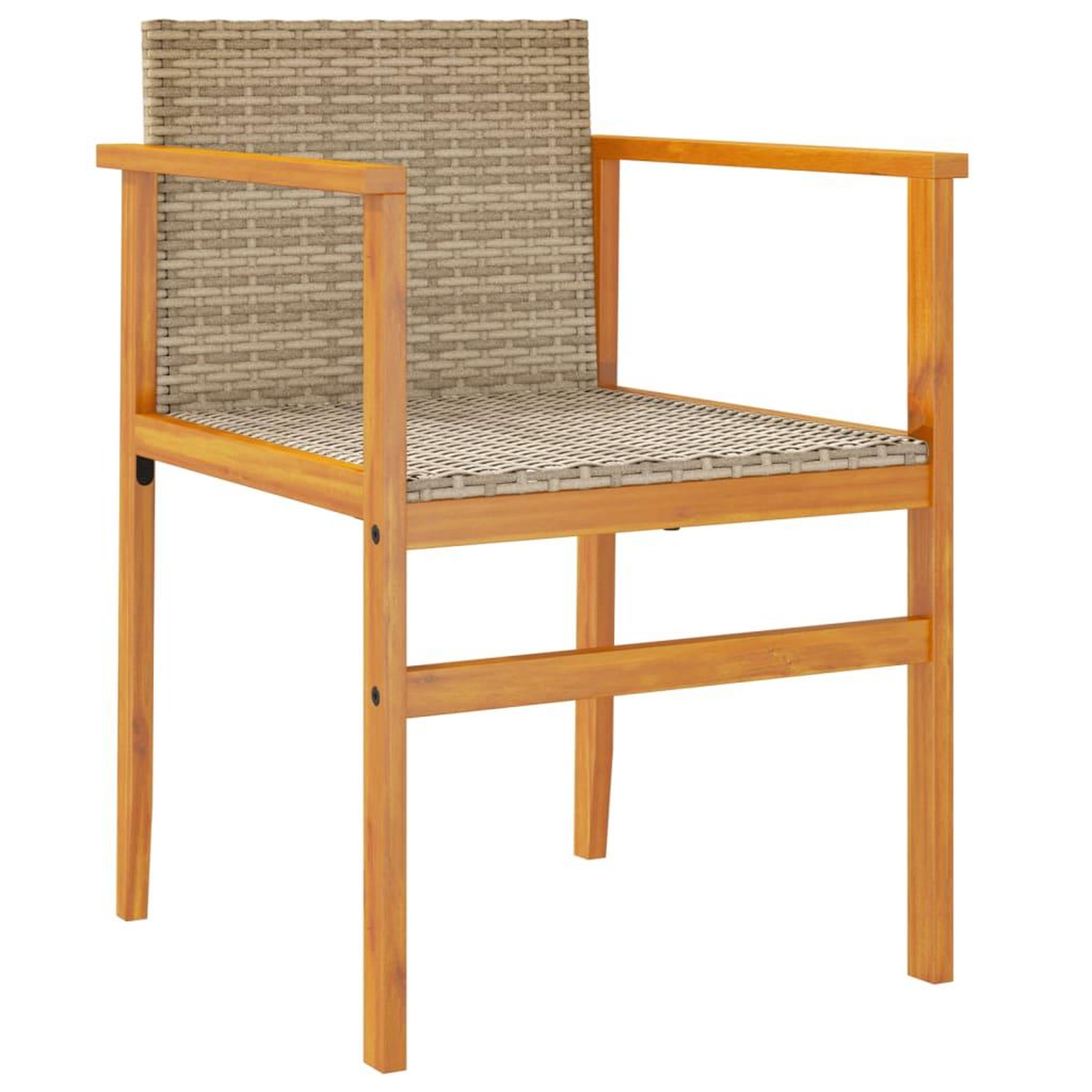 Voir la diapositive 4 : VIDAXL Chaises de jardin lot de 2 beige resine tressee et bois massif