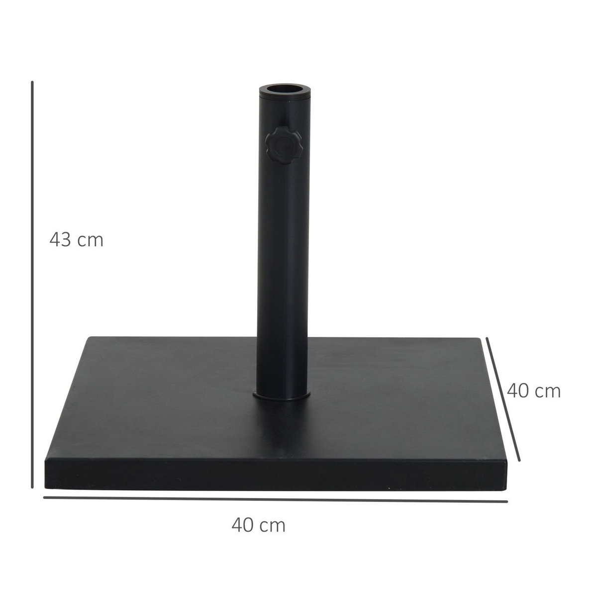 OUTSUNNY Pied de parasol base de lestage parasol carré dim. 40L x 40I x 43H cm poids net 11 Kg ciment métal noir