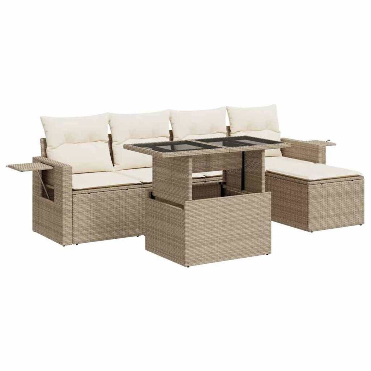 VIDAXL Salon de jardin avec coussins 6 pcs beige resine tressee