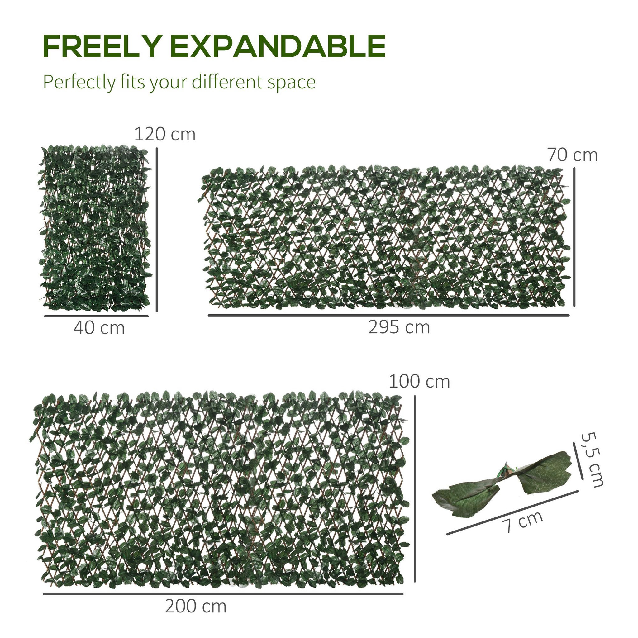 Voir la diapositive 3 : OUTSUNNY Lot de 2 haies artificielles feuilles de lierre - treillis extensible - brise-vue canisse végétale feuillage réaliste osier polyester