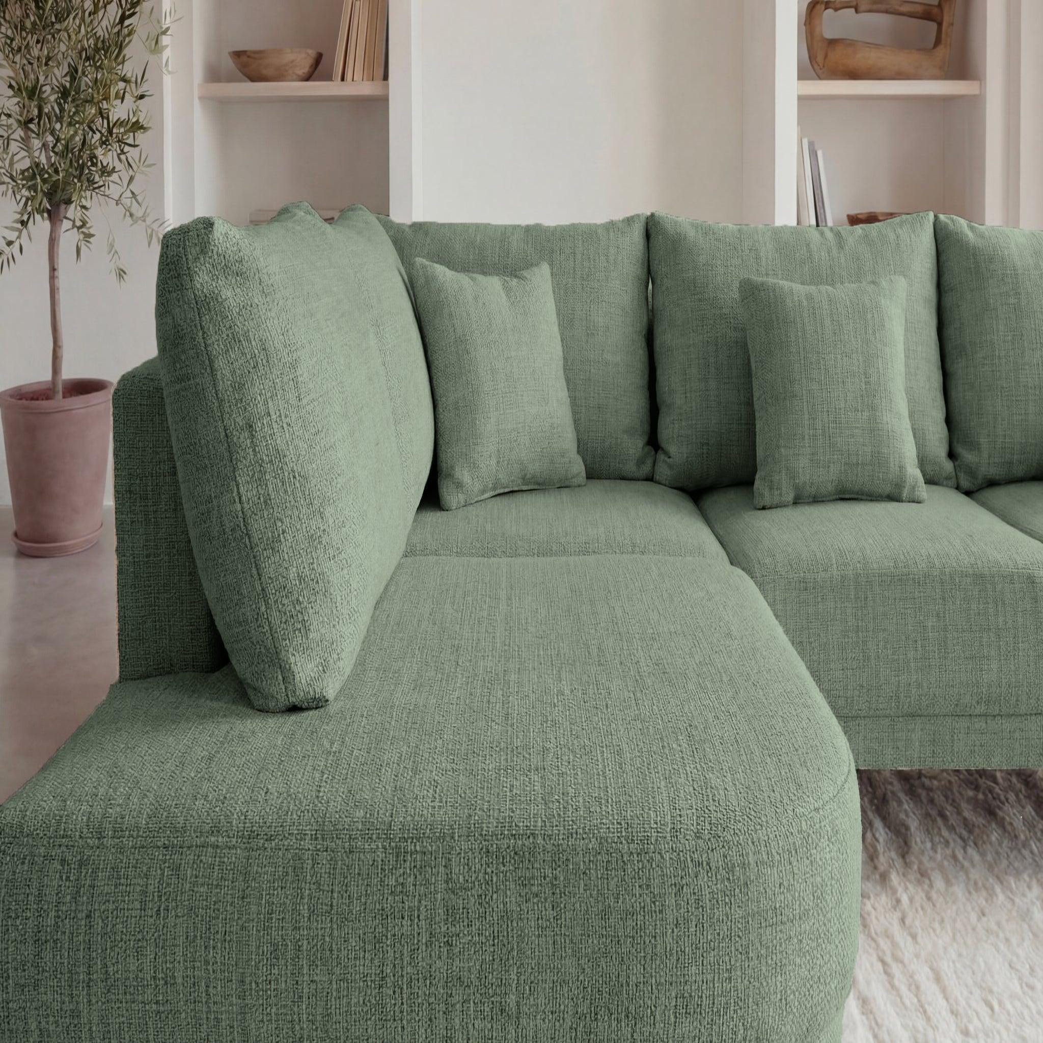 Voir la diapositive 3 : CASANOVA PARIS Bianca - canapé d'angle tissu chenille 4 places