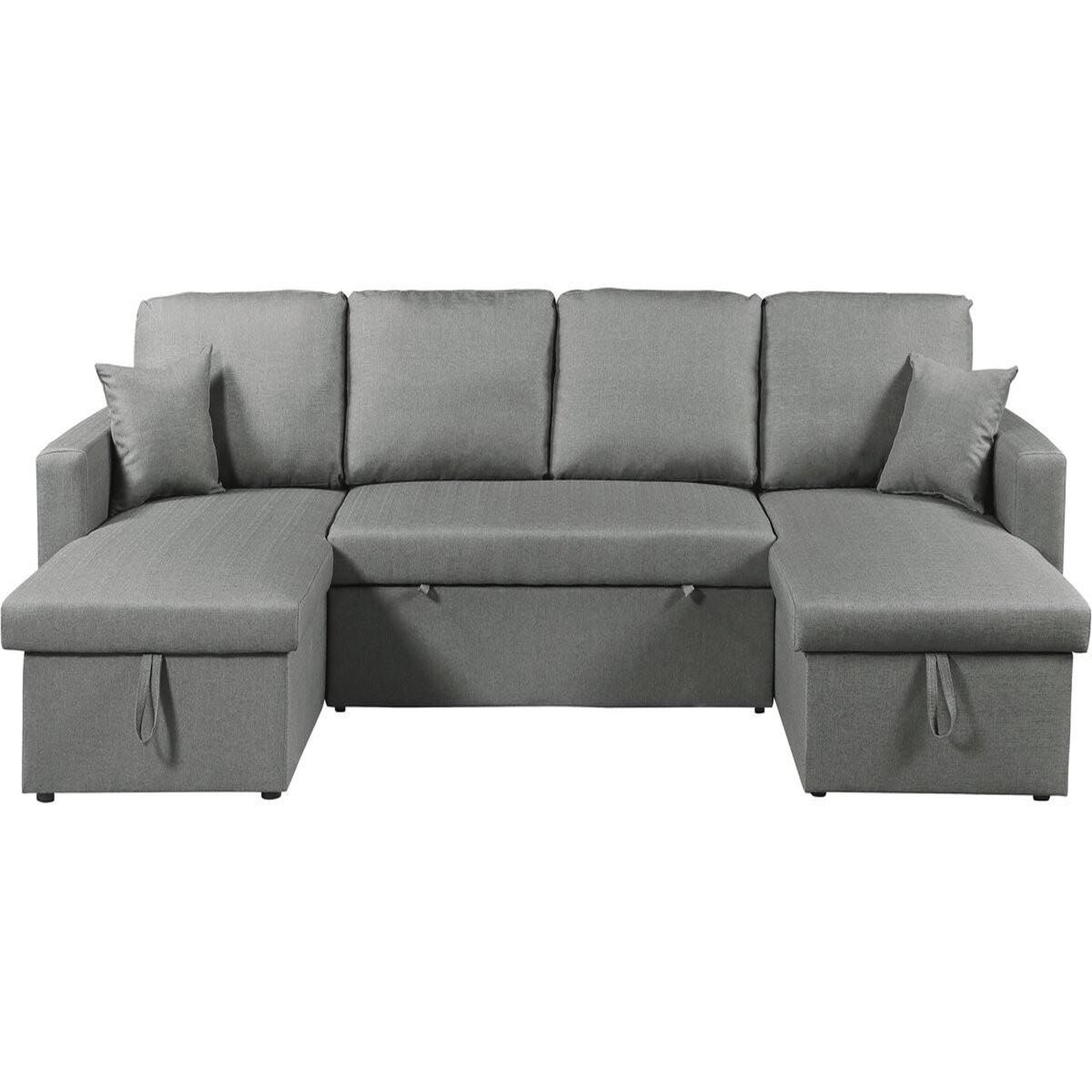 Habitat et Jardin Canapé d'angle panoramique convertible en tissu  alain  - 4 places - gris