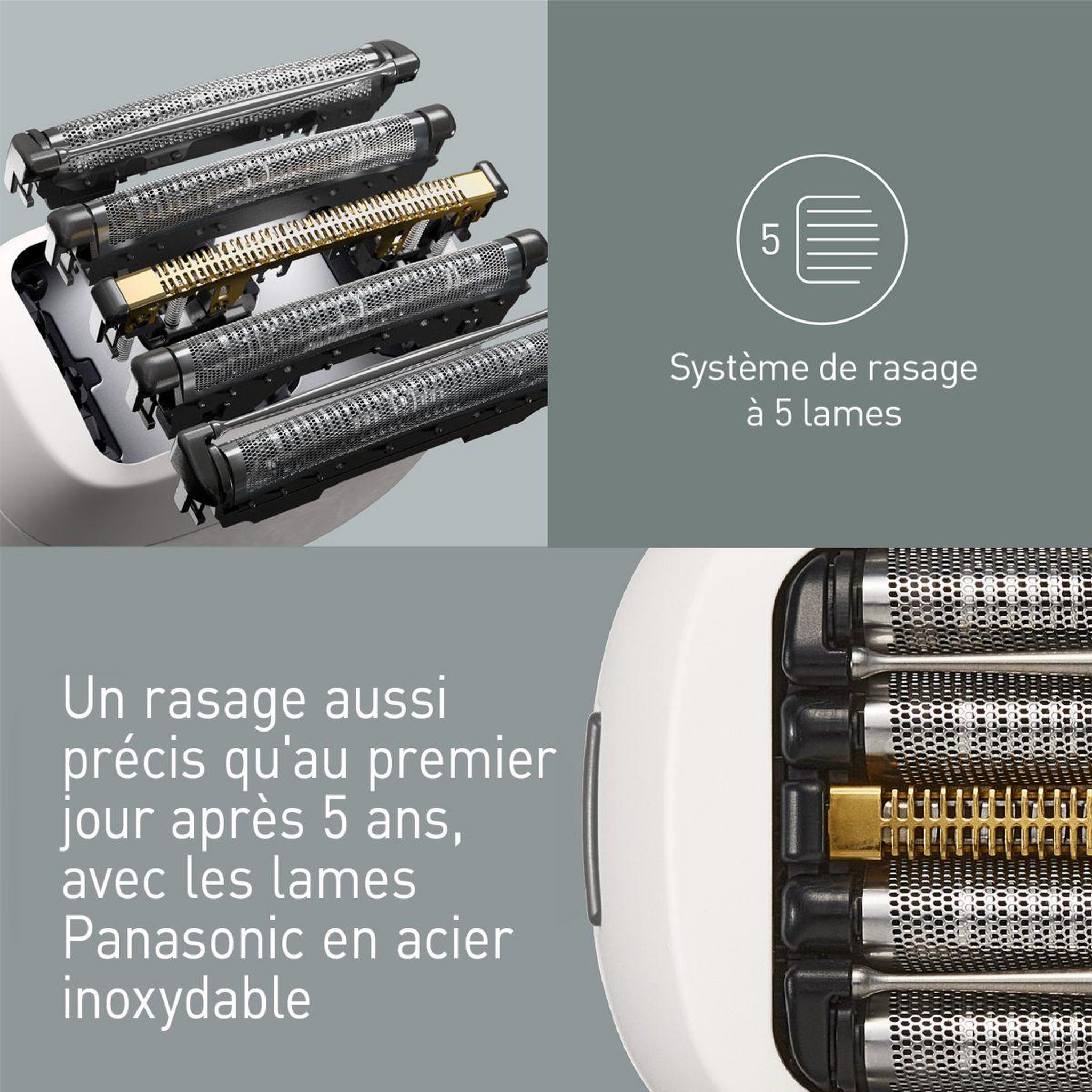 Voir la diapositive 3 : PANASONIC Rasoir électrique 5 lames es-pv6b-w803