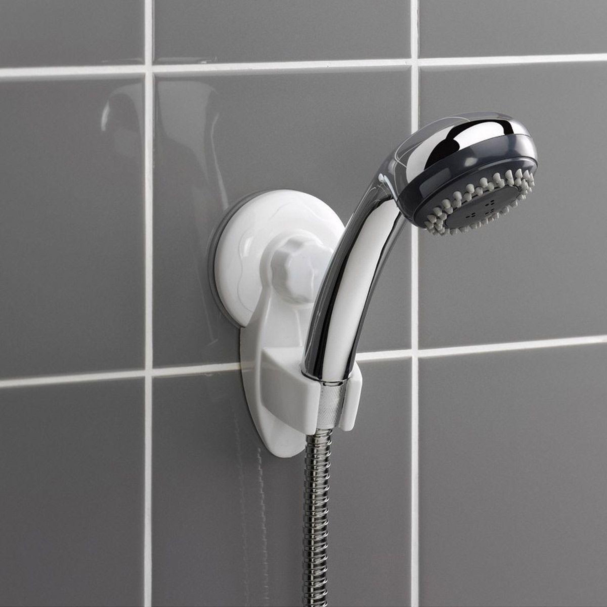 Douceur d'Intérieur Support Douchette Design  Ventouse  13cm Blanc