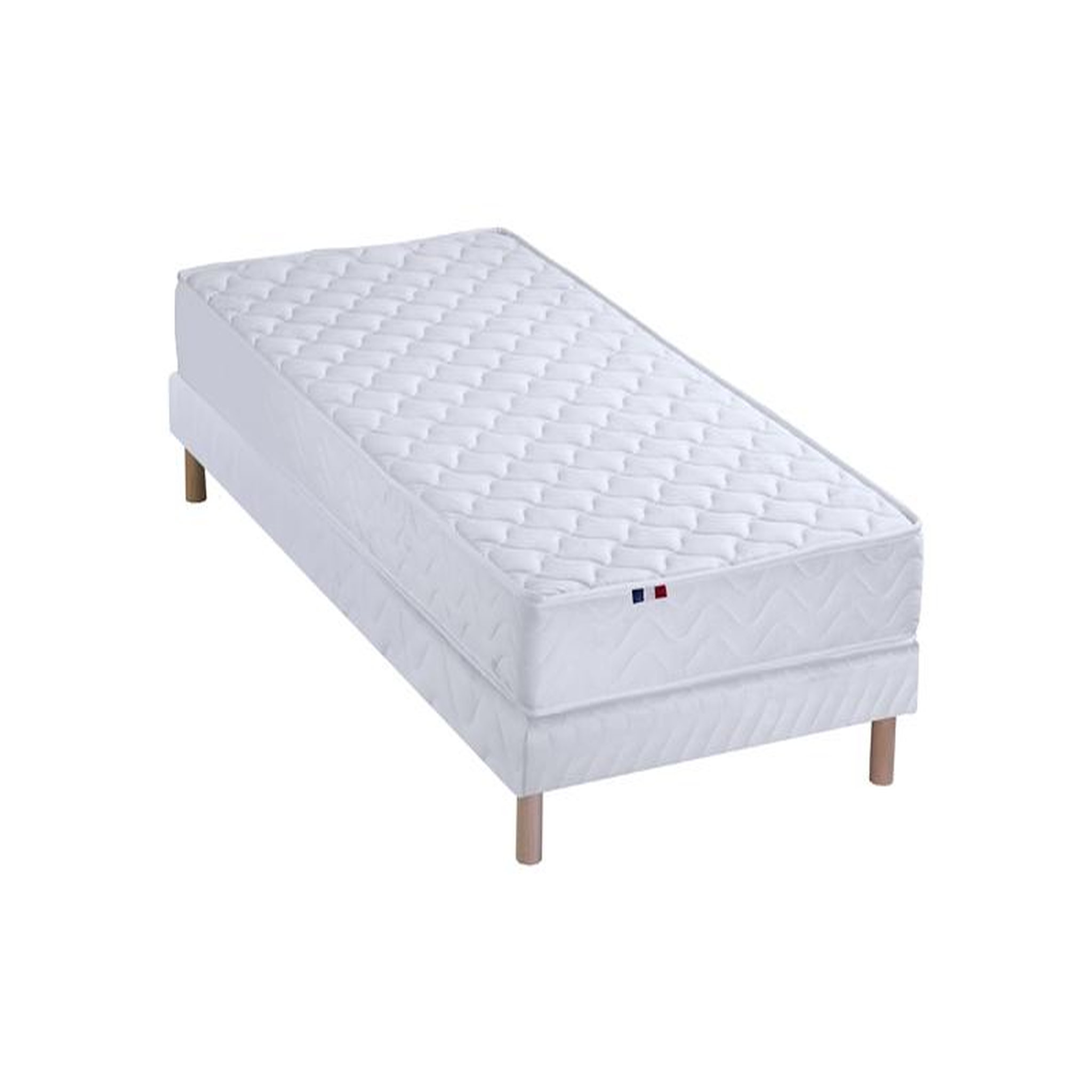 Voir la diapositive 2 : Ensemble Matelas Mousse Accueil Latex 3 Zones + Sommier 90x190 cm Blanc TOULON