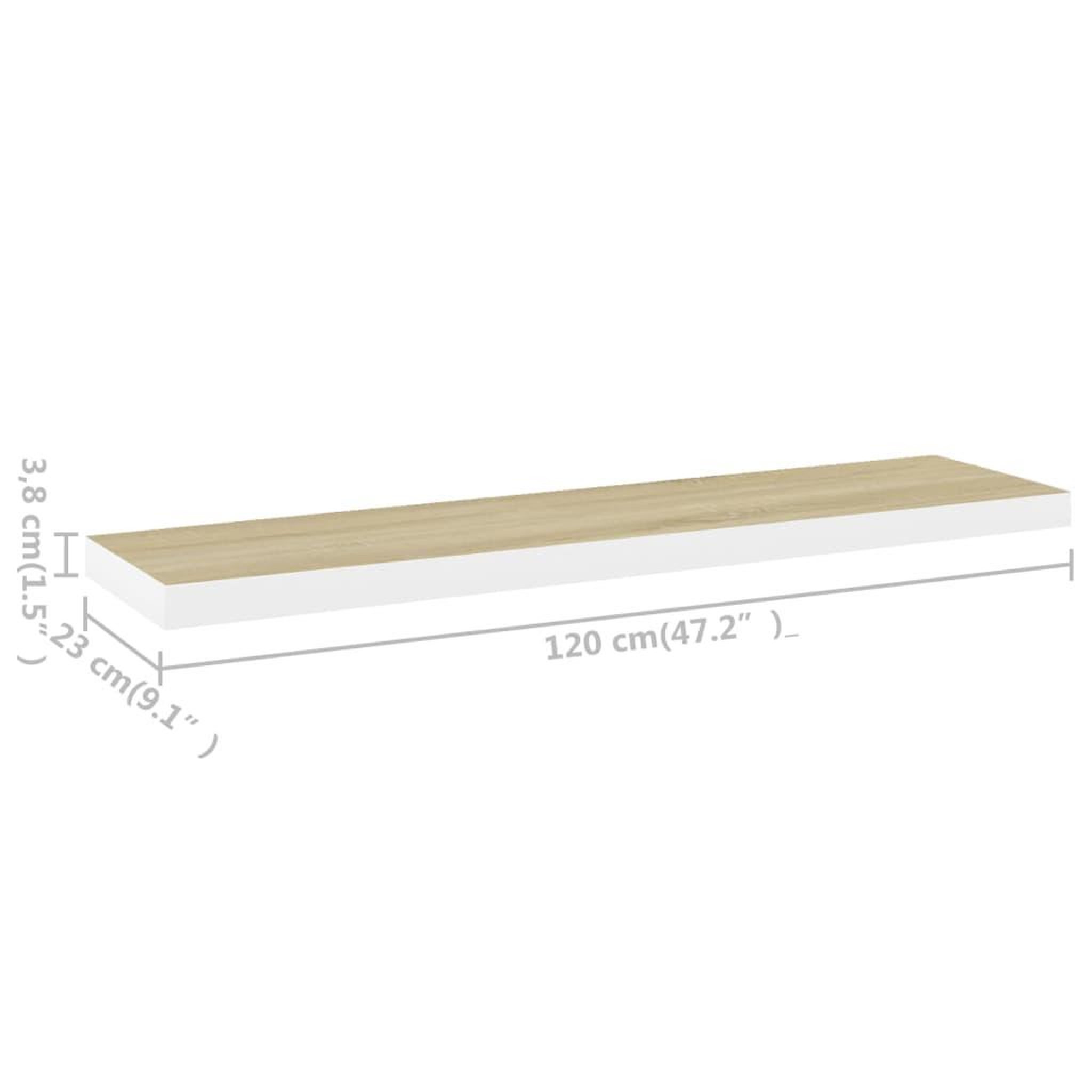 Voir la diapositive 6 : VIDAXL Etageres flottantes 2 pcs chene et blanc 120x23,5x3,8 cm MDF