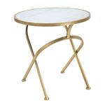 Paris Prix Table d'Appoint Effet Marbre  Glam  50cm Blanc & Or