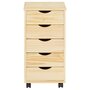 IDIMEX Caisson de bureau LAGOS meuble de rangement sur roulettes avec 5 tiroirs, en pin massif finition vernis naturel