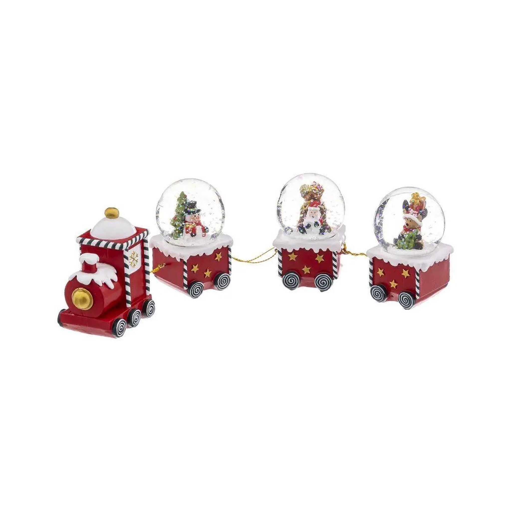 Voir la diapositive 1 : ATMOSPHERA Lot de 3 Boules à Neige Noël  Train  20cm Rouge