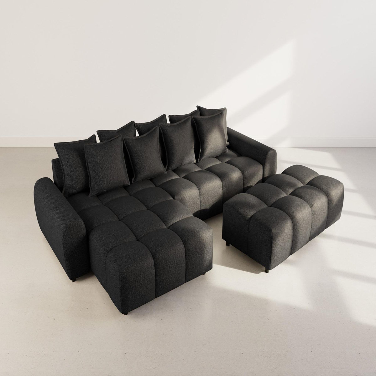 LISA DESIGN Adelaide - canapé d'angle réversible 4 places en tissu texturé