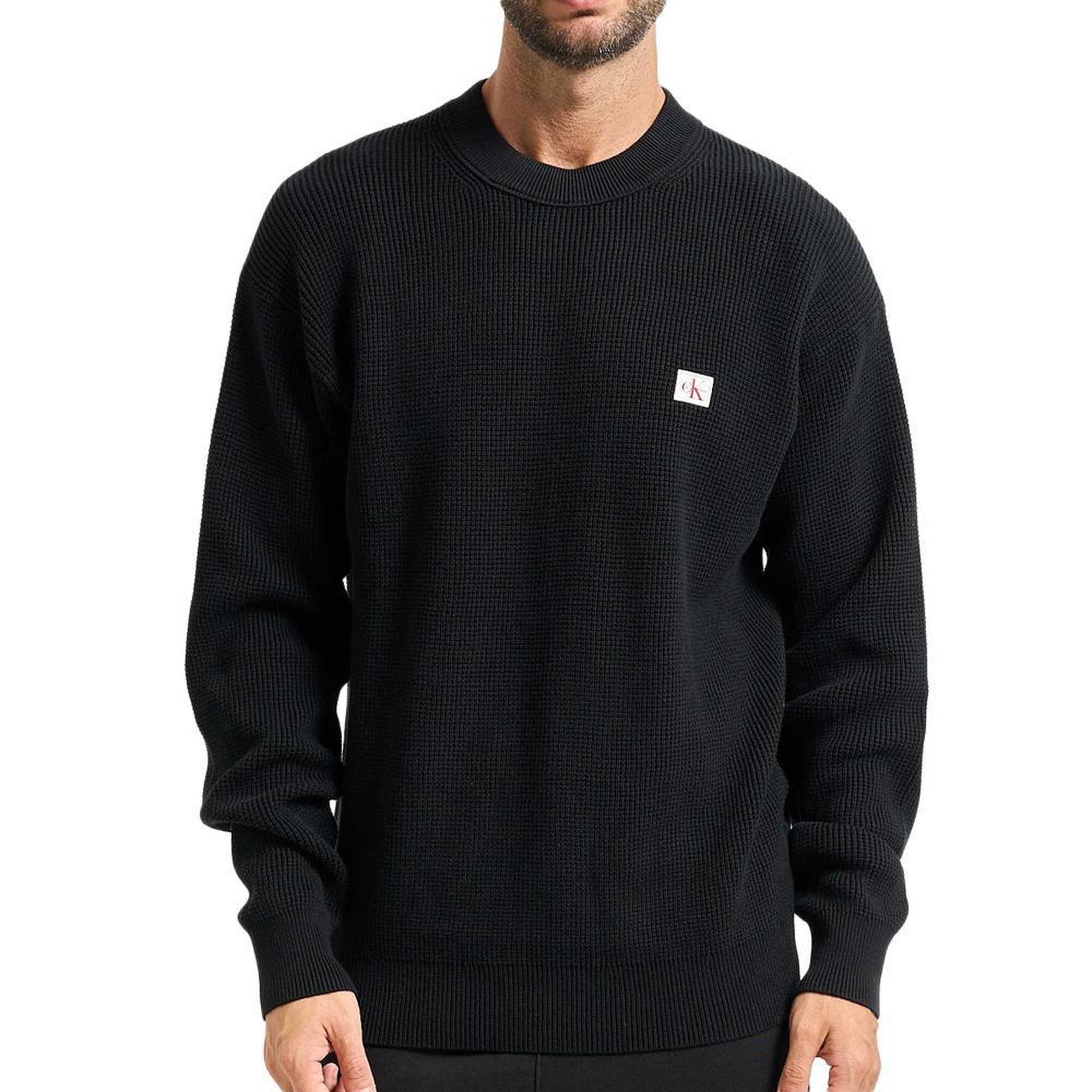 CALVIN KLEIN JEANS Pull Noir Homme Calvin Klein Jeans Waffle. Coloris disponibles : Noir