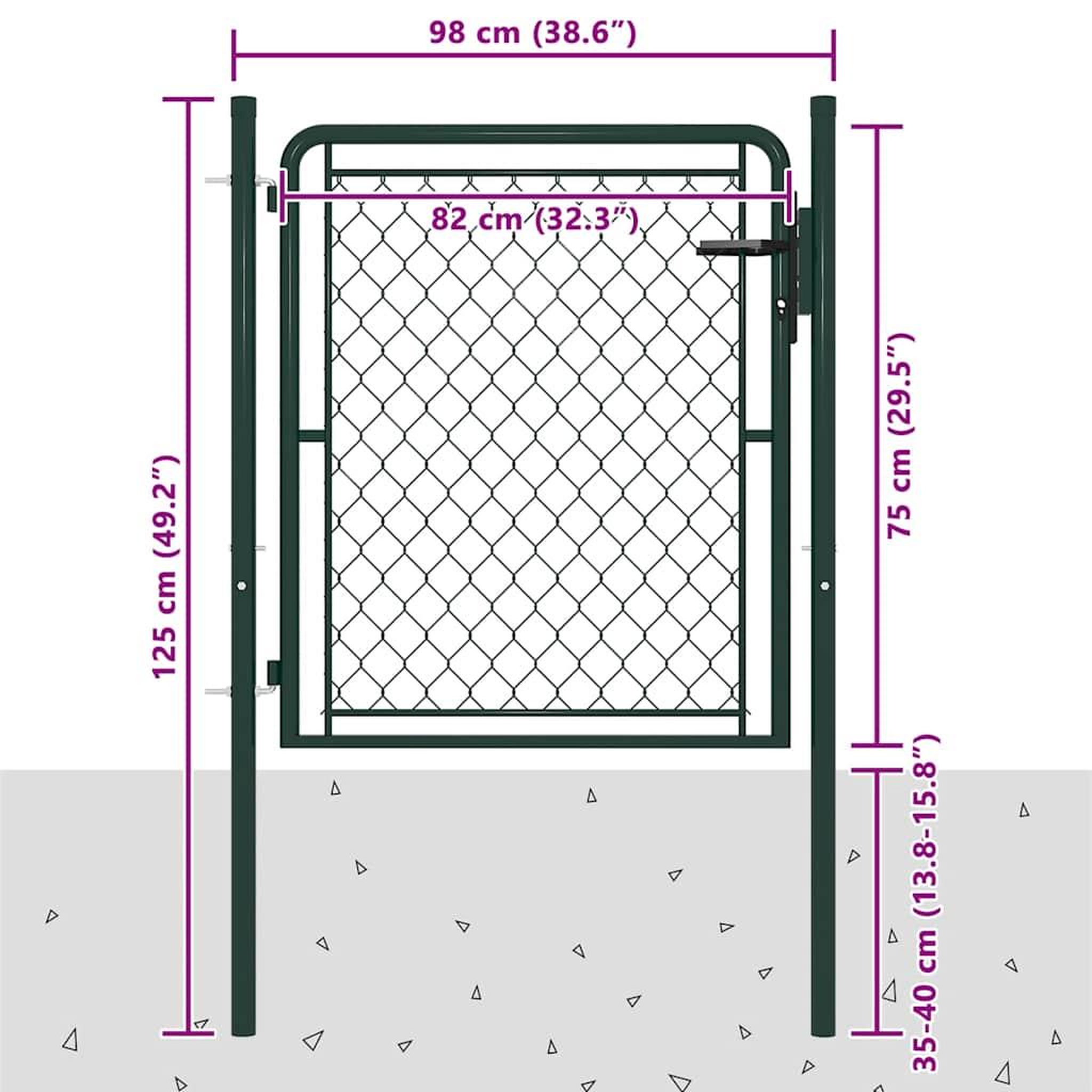 Voir la diapositive 5 : VIDAXL Portail de jardin en acier vert 100 x 75 cm