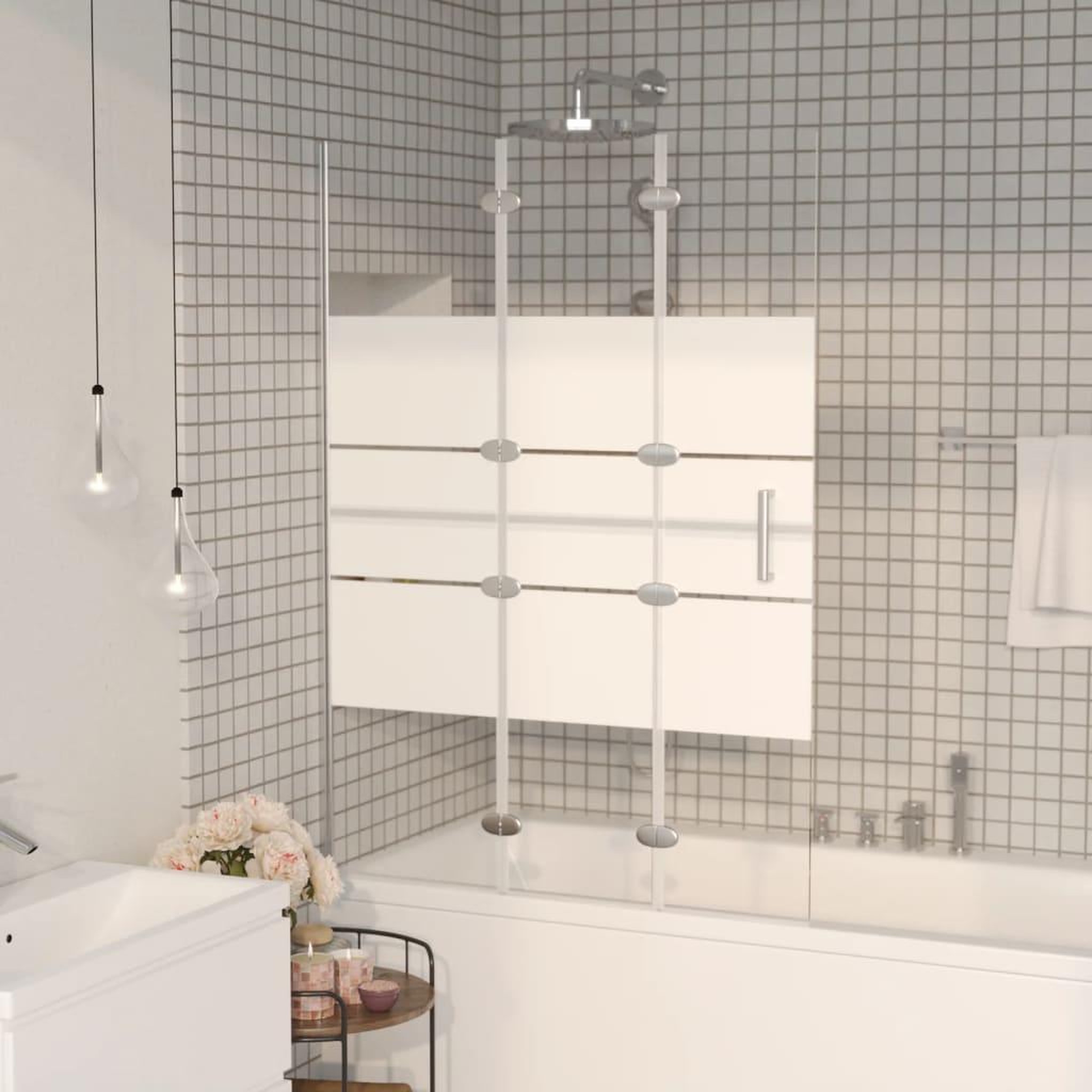 VIDAXL Cabine de douche pliable ESG 100x140 cm Blanc