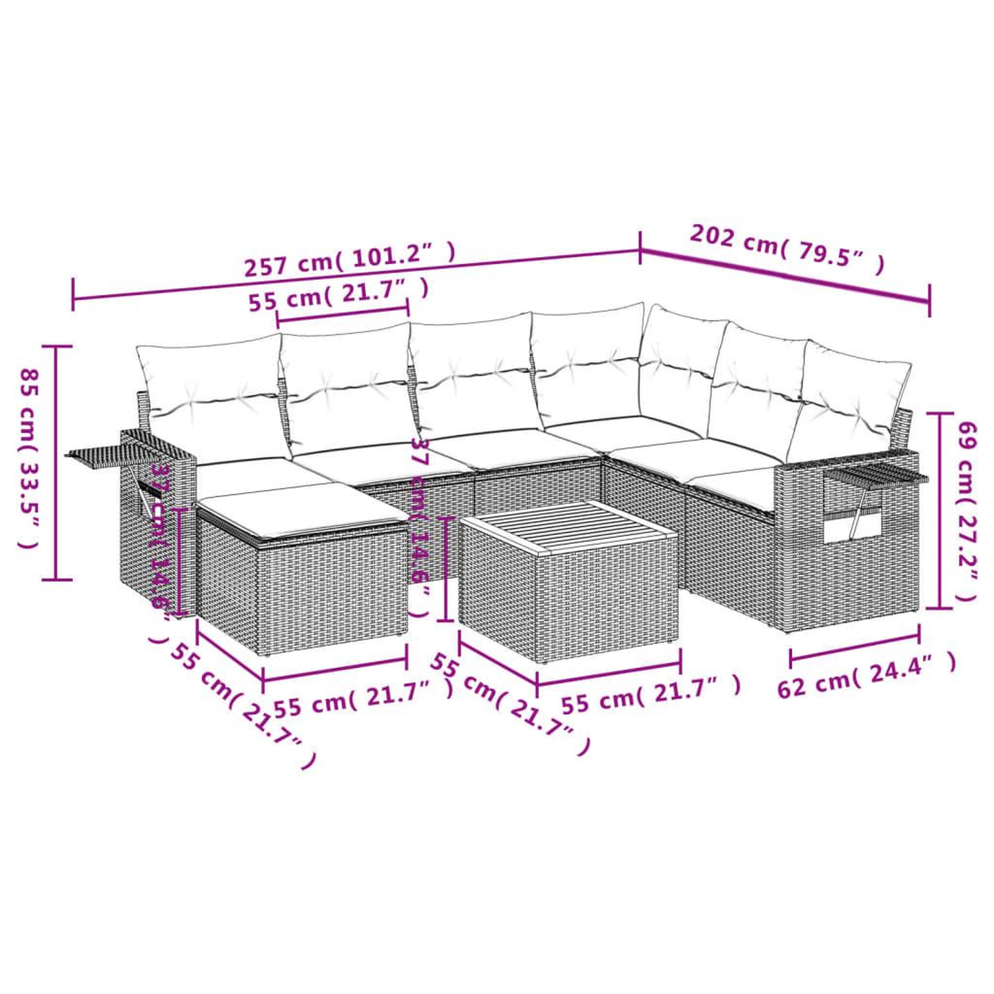 Voir la diapositive 3 : VIDAXL Salon de jardin 8 pcs avec coussins gris resine tressee