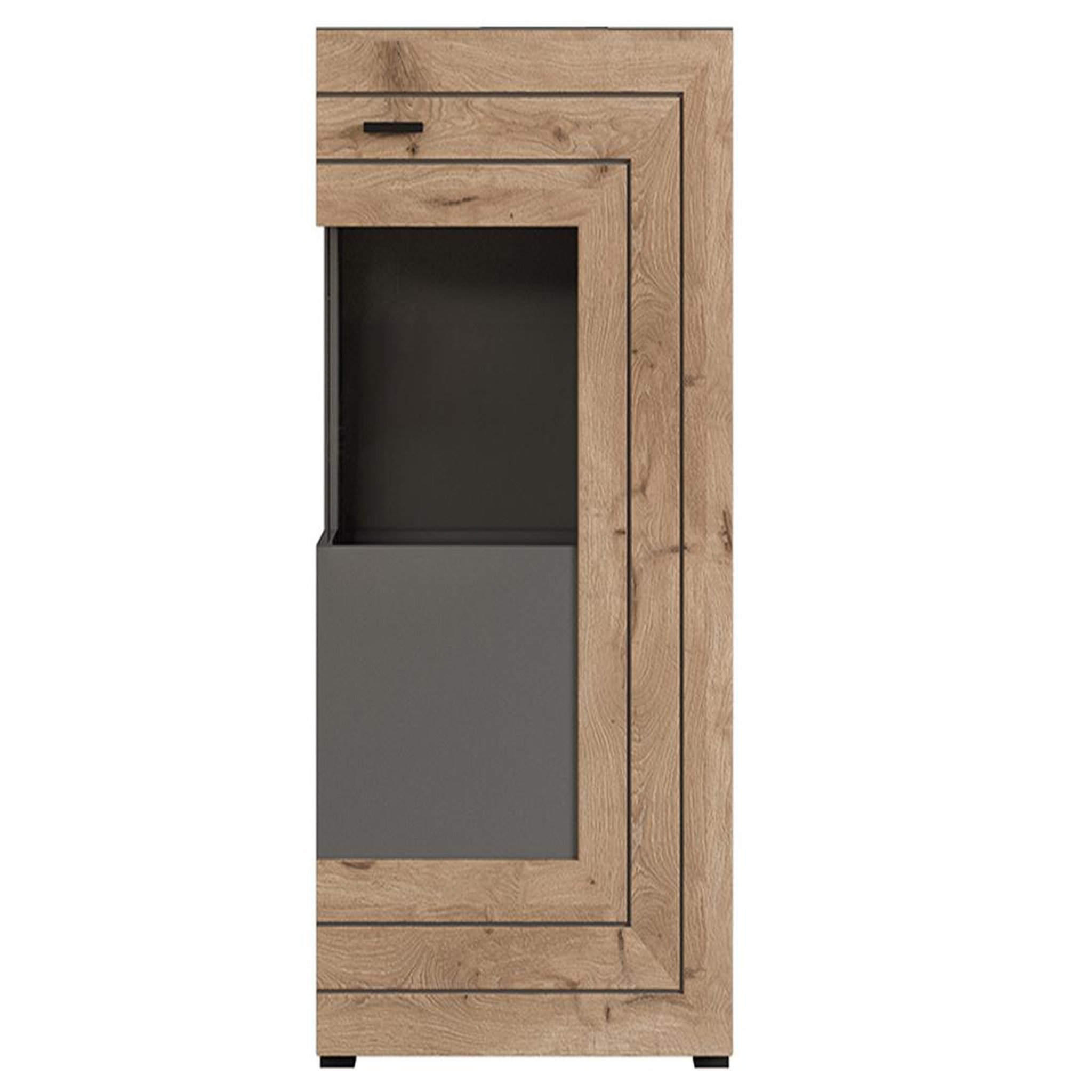 Voir la diapositive 3 : BEST MOBILIER Wexford - vitrine - gris et effet bois - 1 porte - 60x117 cm