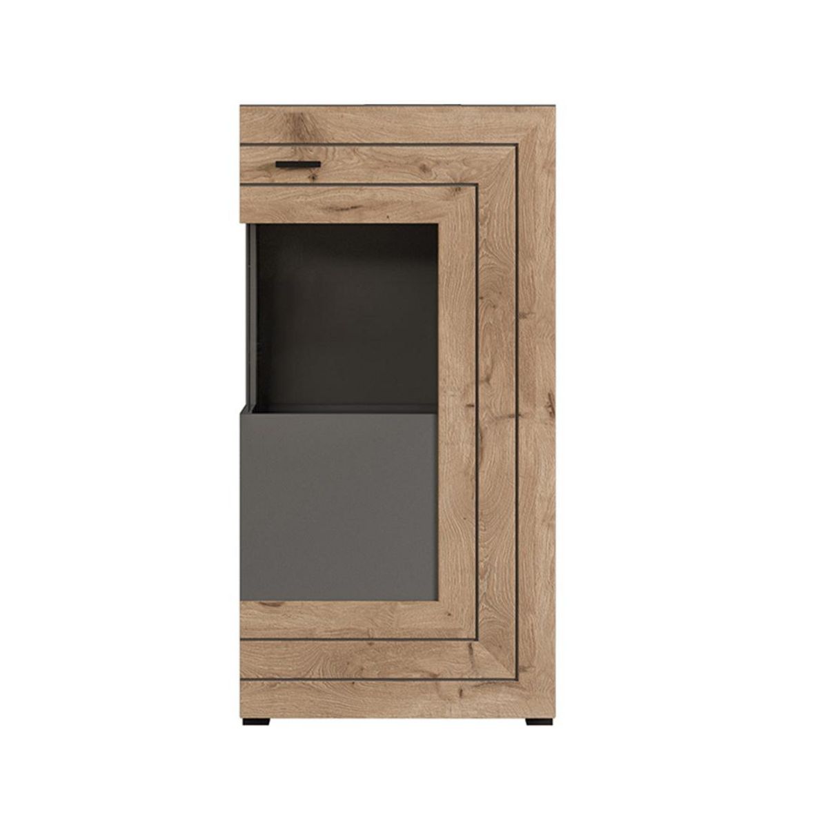 BEST MOBILIER Wexford - vitrine - gris et effet bois - 60x117 cm