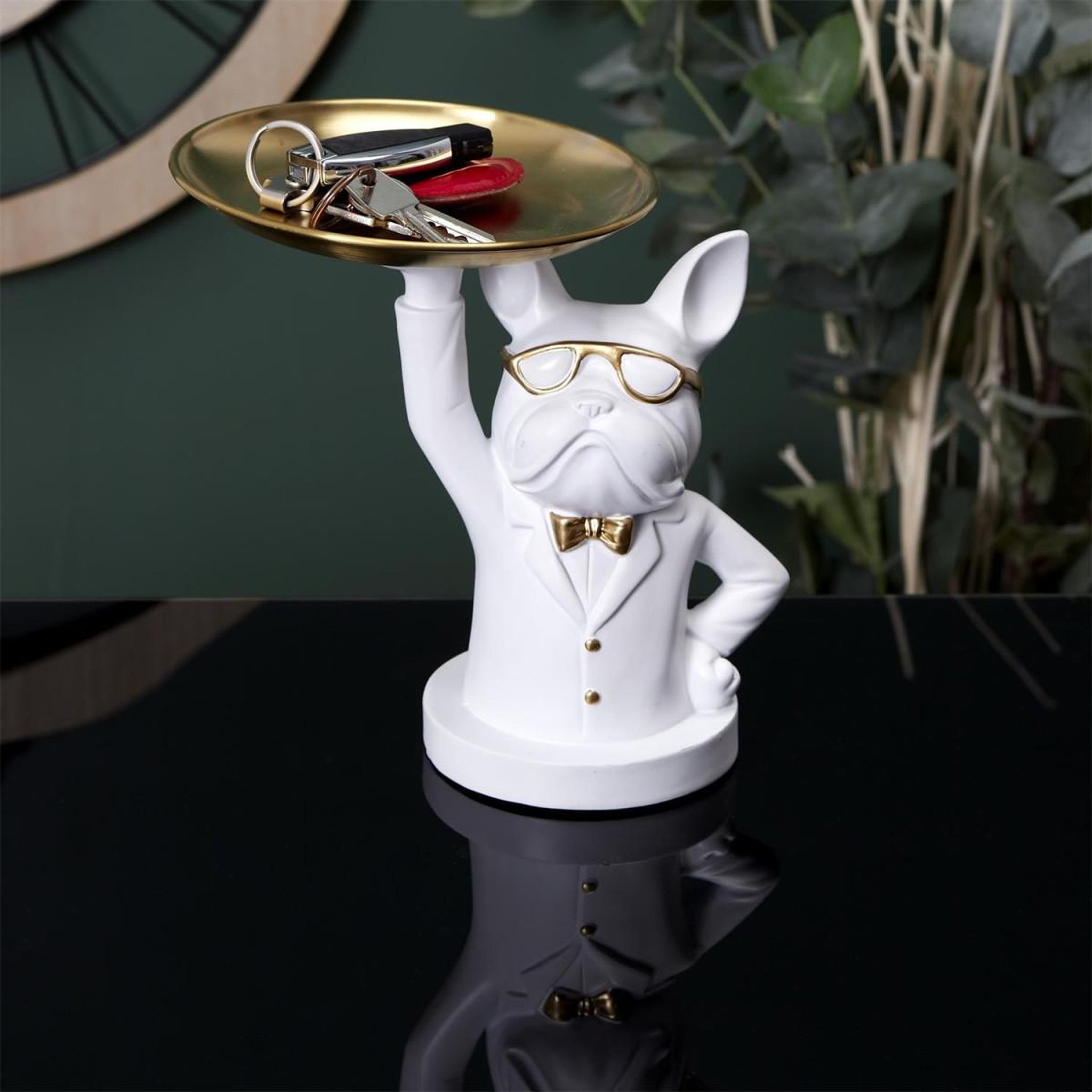 Voir la diapositive 4 : The Home Deco Factory Statuette & vide-poche  bulldog ii  21cm blanc