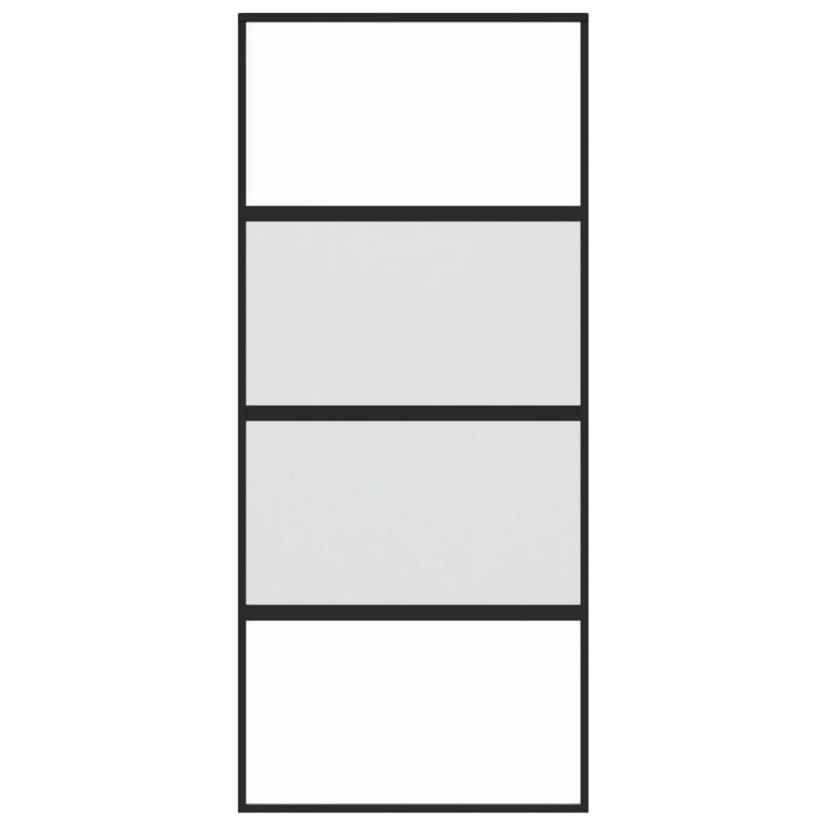 VIDAXL Porte coulissante noir 90x205 cm verre trempe aluminium