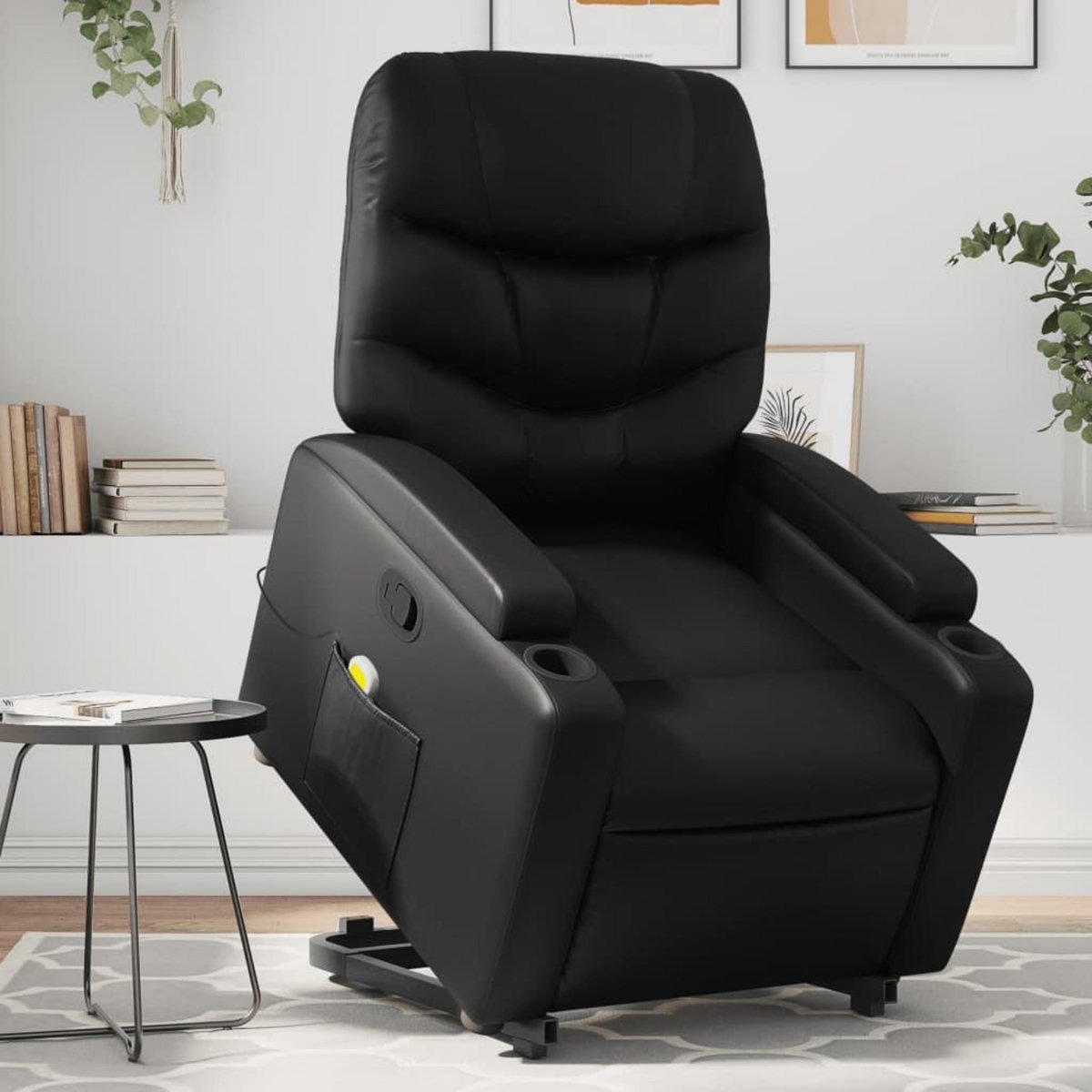 VIDAXL Fauteuil inclinable de massage Noir Similicuir