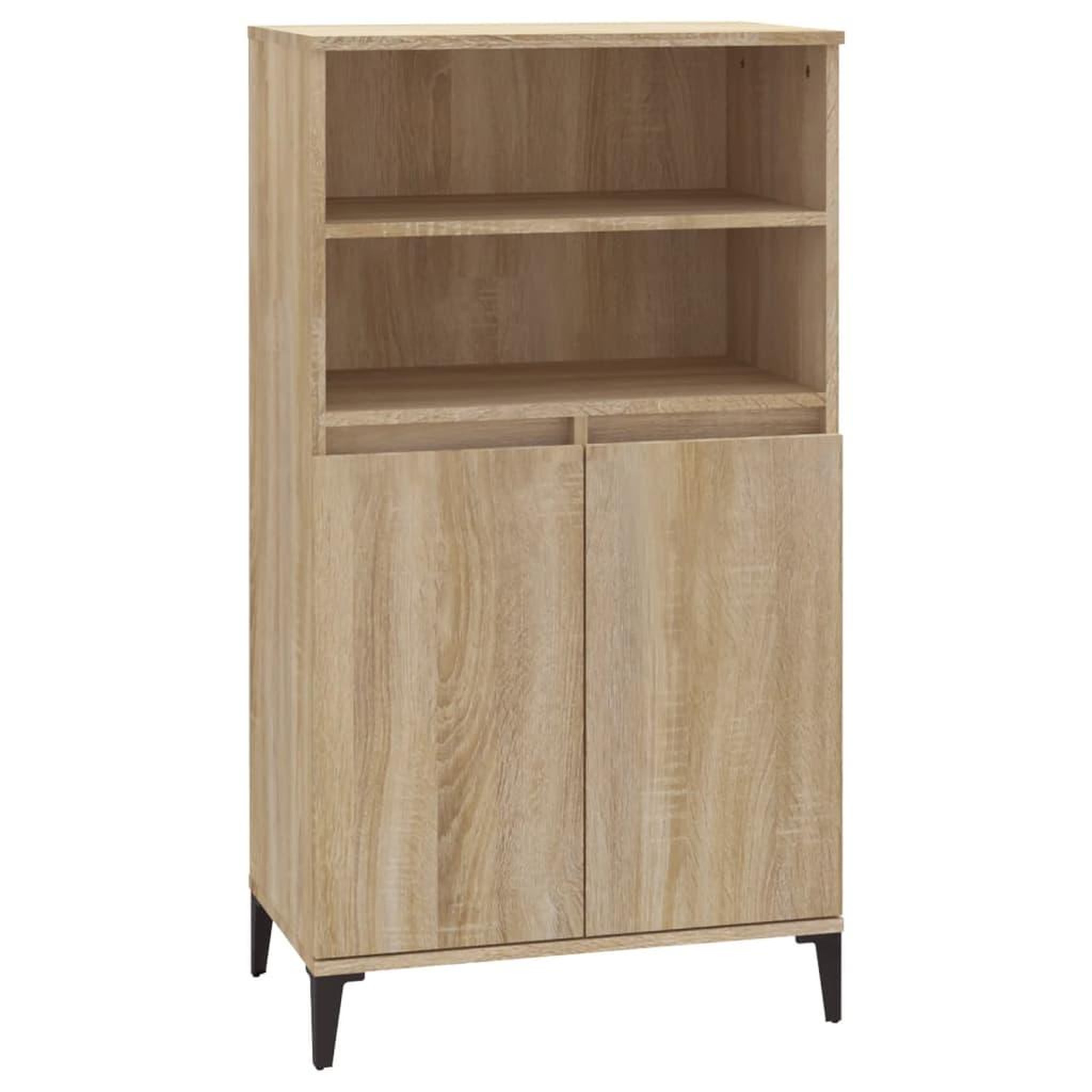 Voir la diapositive 2 : VIDAXL Buffet haut Chene sonoma 60x36x110 cm Bois d'ingenierie