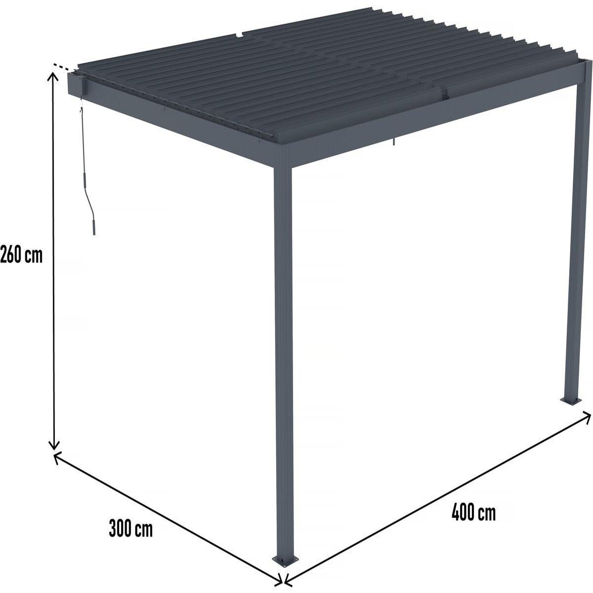 Voir la diapositive 3 : Habitat et Jardin Pergola bioclimatique adossée avec led  windsor  - 3 x 4 m - anthracite