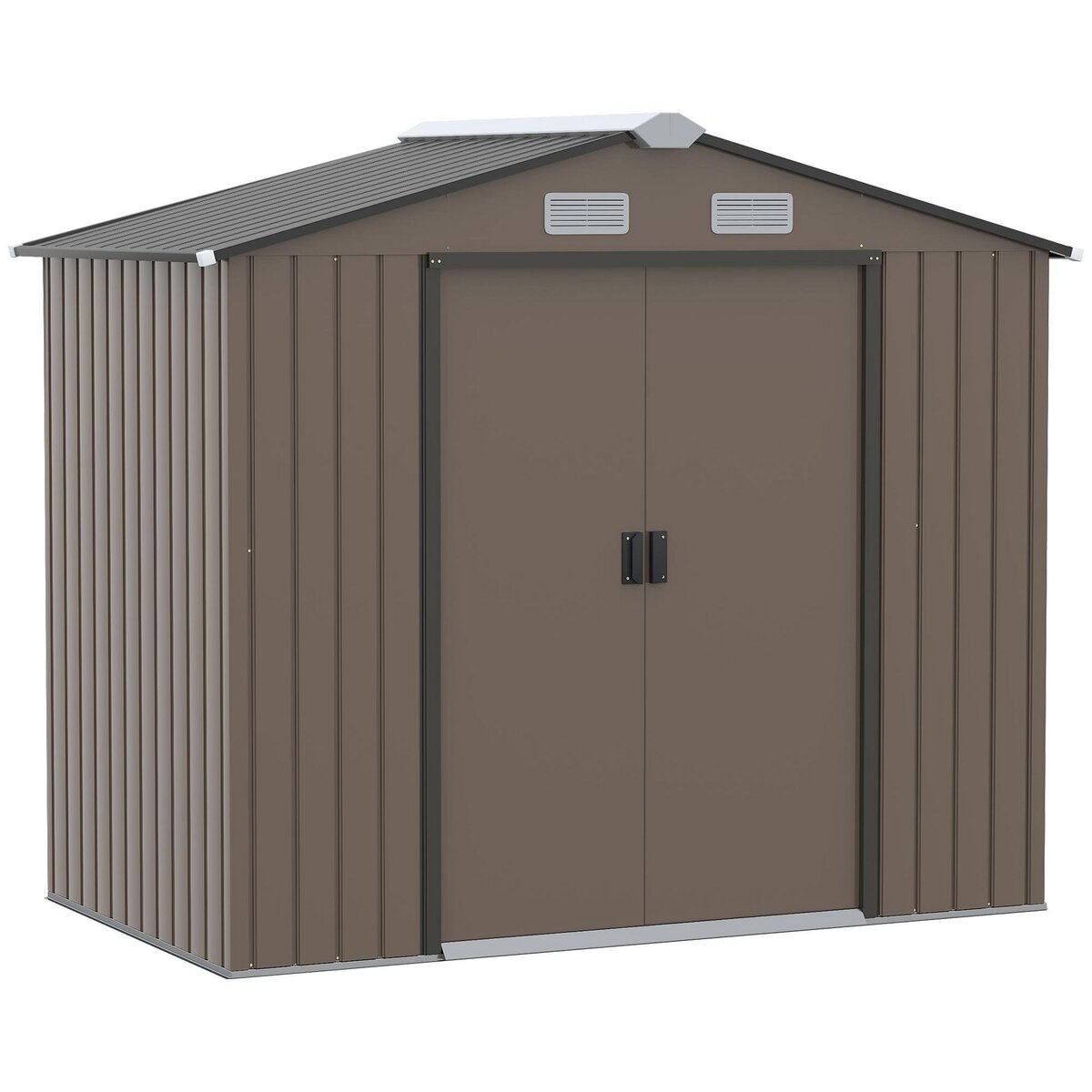 OUTSUNNY Abri de jardin - remise pour outils - cabanon porte verrouillable - dim. 213L x 130l x 185H cm - tôle d'acier chocolat