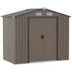 OUTSUNNY Abri de jardin - remise pour outils - cabanon porte verrouillable - dim. 213L x 130l x 185H cm - tôle d'acier chocolat