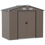 Voir la diapositive 1 : OUTSUNNY Abri de jardin - remise pour outils - cabanon porte verrouillable - dim. 213L x 130l x 185H cm - tôle d'acier chocolat
